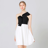 Fashion Black White Patchwork Party Dress