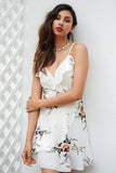 Sexy Ruffles Floral Deep V Neck Dress