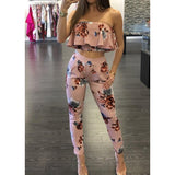 Two Piece Sexy Floral Backless Jumpsuit