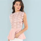 Adorable Pink Solid Ruffle Casual Blouse