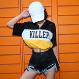 Striped Oversized T Shirt Crop Tops